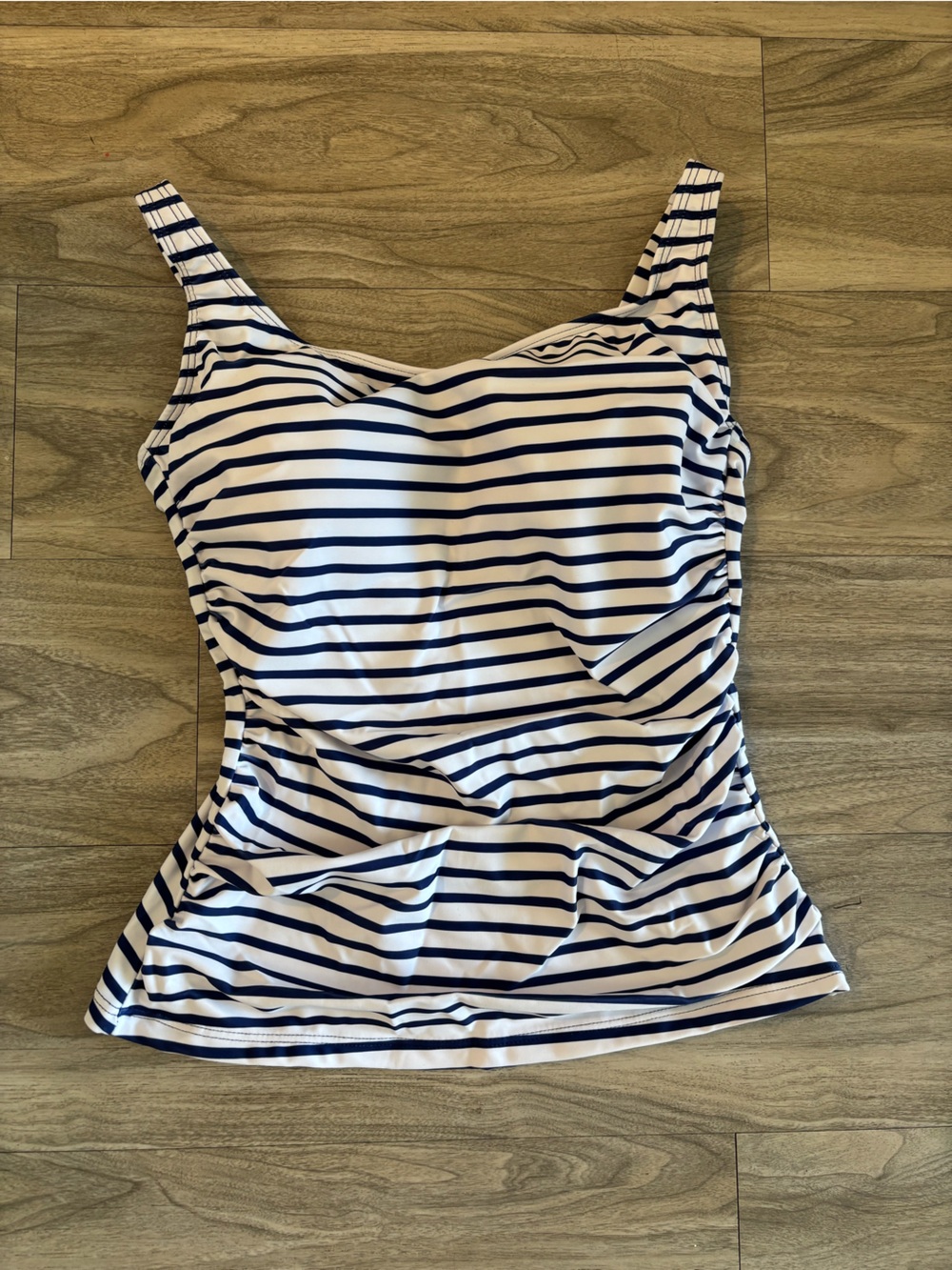 Navy & White Striped Women’s Tankini Top